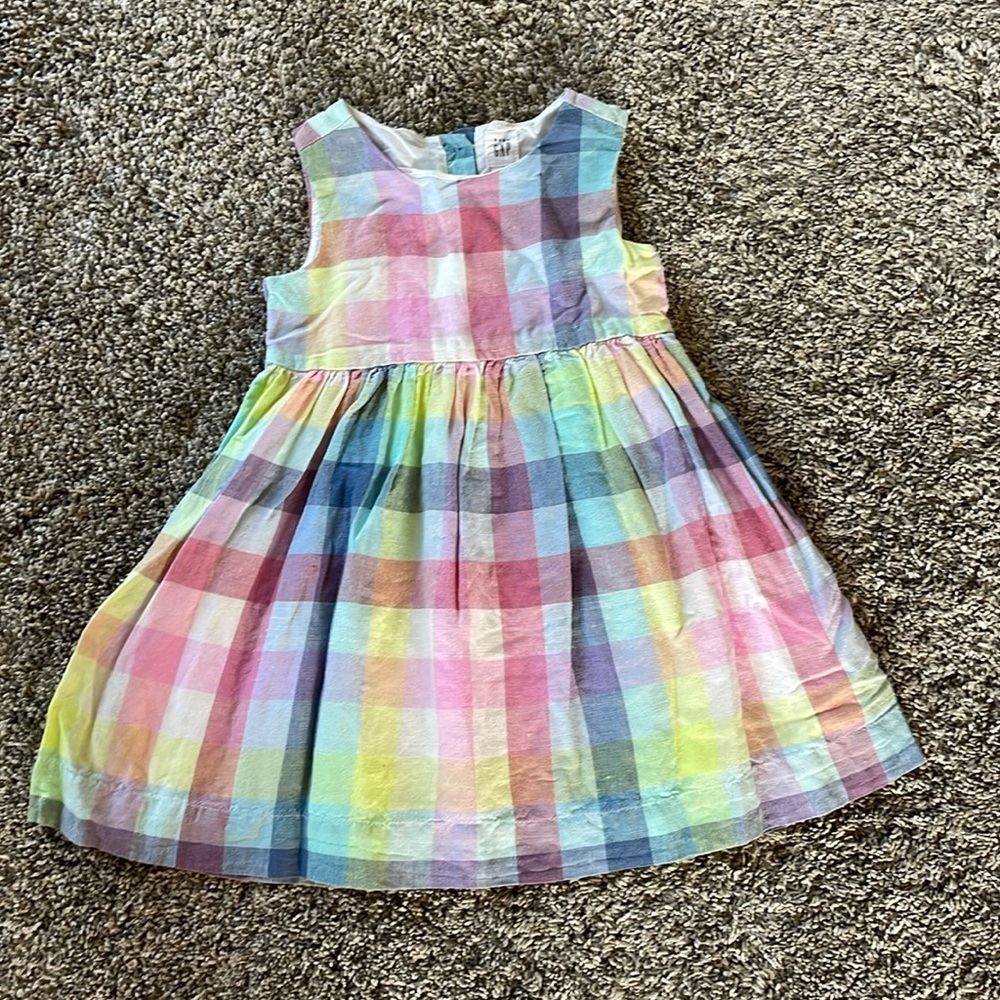 GAP Pastel Rainbow Plaid Sleeveless Dress